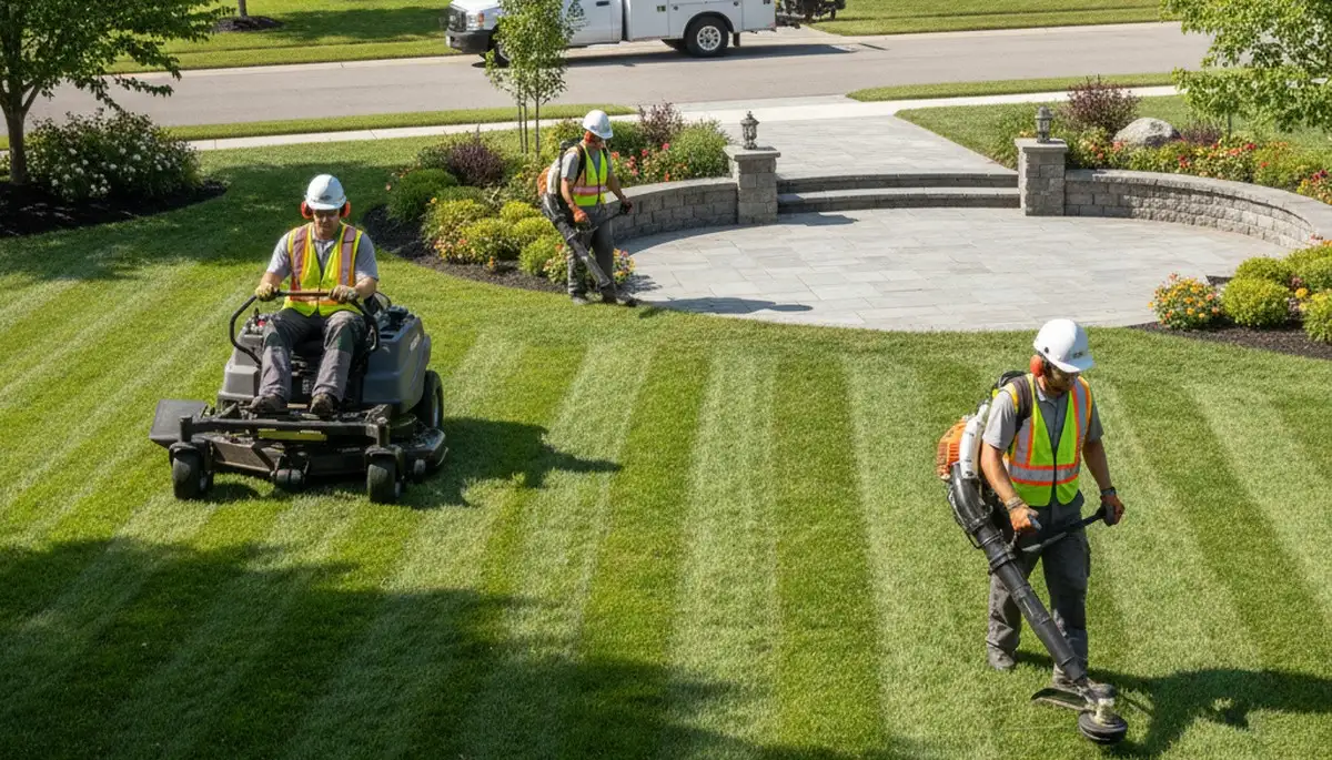 Arbor Tree Care crew providing lawn service in Brandon, FL for healthy, green turf