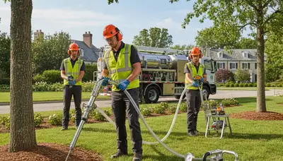 Tree service technician fertilizing trees in Brandon, FL for healthier growth and resilience