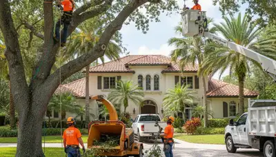 Tree service crew in Brandon, FL providing professional tree removal and trimming services