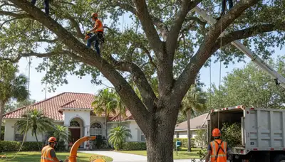 Tree service crew in Brandon, FL providing tree trimming and removal for residential properties