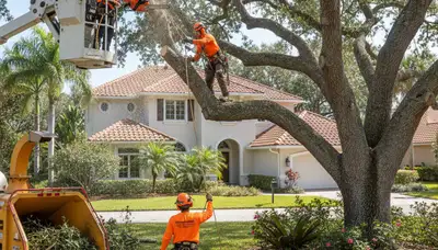 Tree service crew in Brandon, FL providing safe tree removal and trimming for local properties