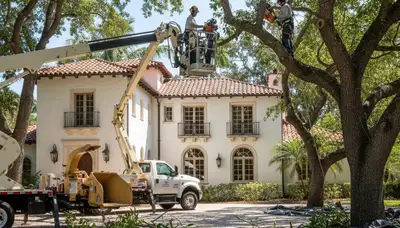 Tree service crew in Brandon, FL handling professional tree trimming and removal safely