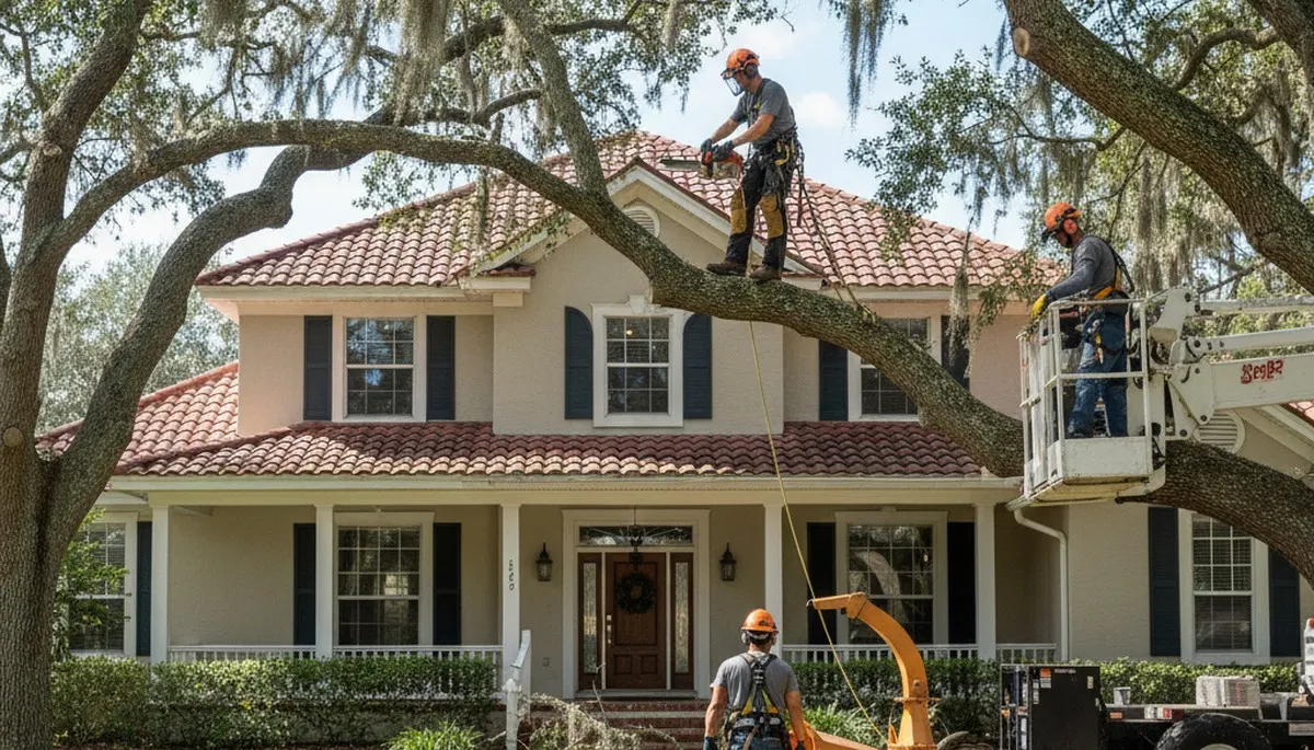 Tree service crew trimming and removing trees in Brandon, FL