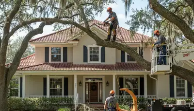 Tree service crew trimming and removing trees in Brandon, FL