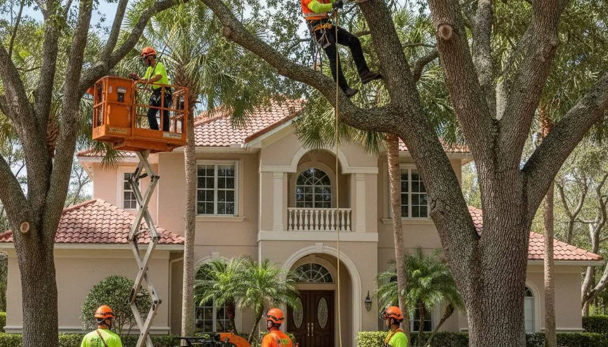 Tree service crew in Brandon, FL providing professional tree removal and trimming for local properties