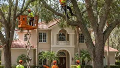 Tree service crew in Brandon, FL providing professional tree removal and trimming for local properties