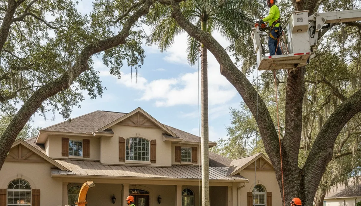 Tree service crew providing professional tree trimming and removal in Brandon, FL
