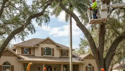 Tree service crew providing professional tree trimming and removal in Brandon, FL