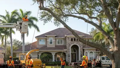 Tree service crew in Brandon, FL trimming and removing trees for safe, professional property care