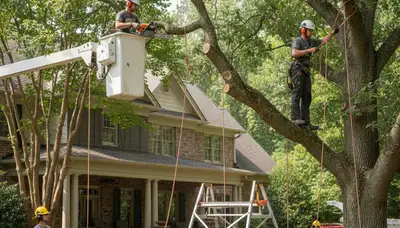 Tree service crew in Brandon, FL providing professional tree trimming and removal for local properties