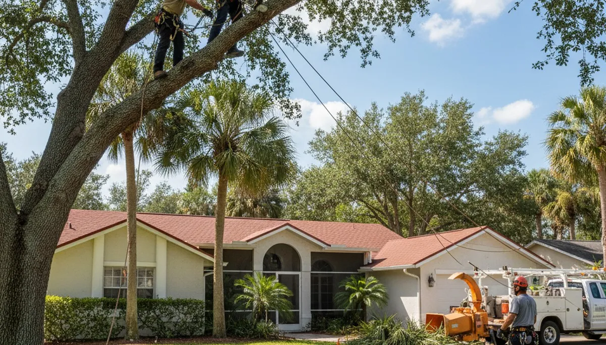 Professional tree service crew in Brandon, FL providing tree removal and trimming services