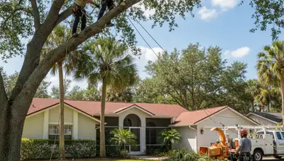 Professional tree service crew in Brandon, FL providing tree removal and trimming services