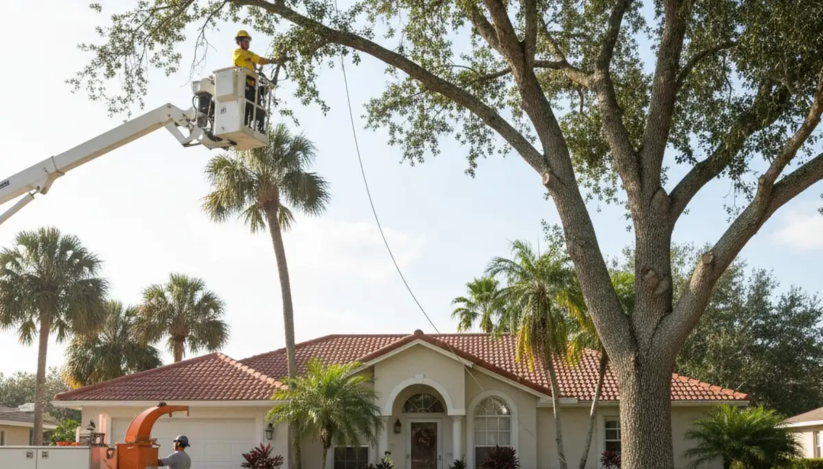 Tree service crew providing tree trimming and removal in Brandon, FL